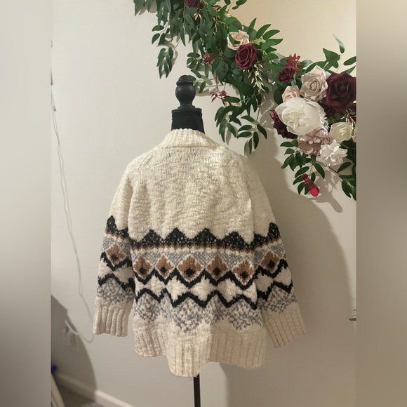 Vanessa Bruno Cream and Brown Patterned Cardigan - Picture 6 of 6